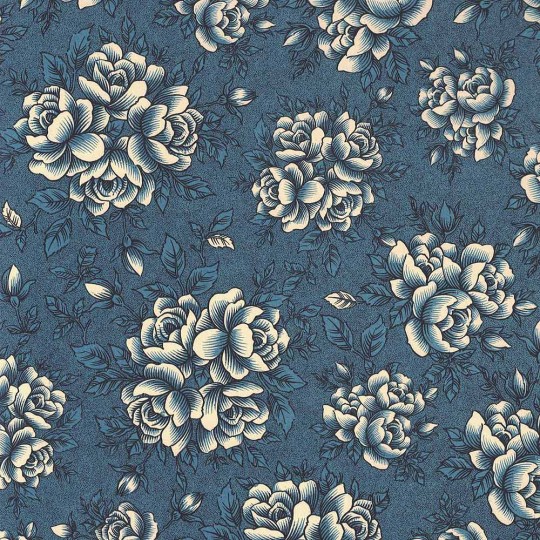 Blue Roses Floral Print Italian Paper ~ Carta Varese Italy